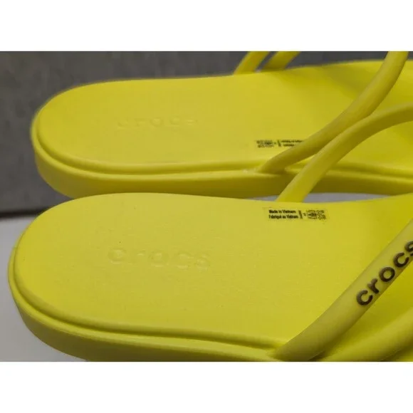 CROCS Sandals Miami Open Toe Loop Yellow Slip On flip Flop Flats Womens 9 - Picture 5 of 7